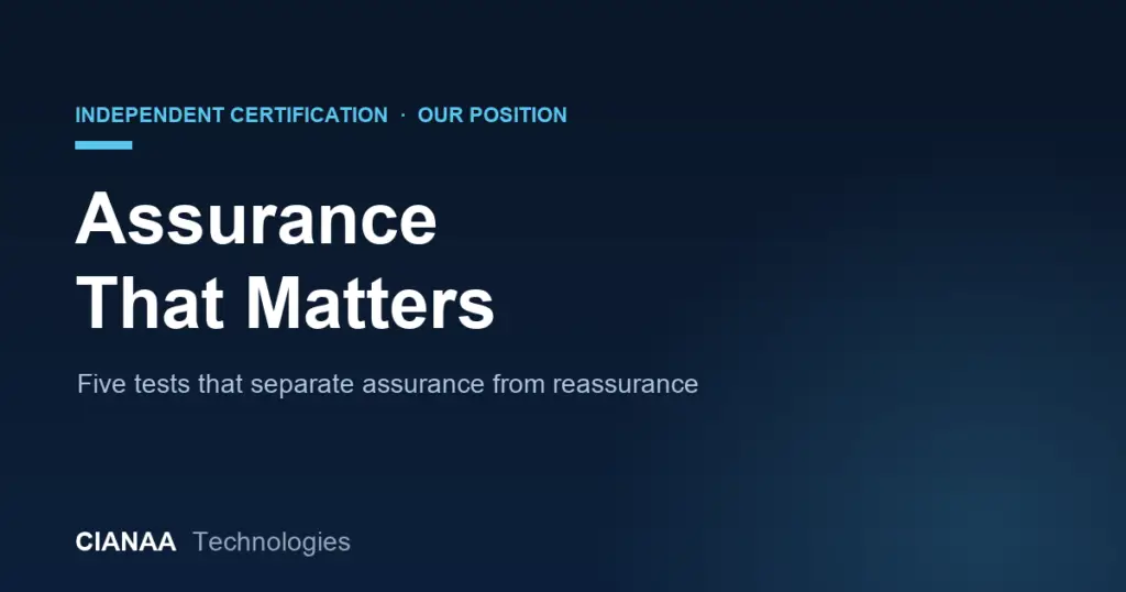 Assurance That Matters: Five Tests That Separate Assurance From Reassurance